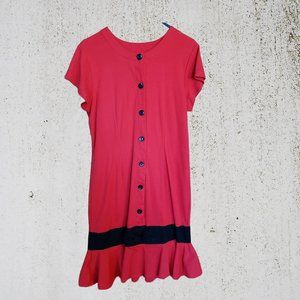 Vintage DBY Red button down Shirt Dress with bow trim